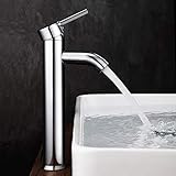 GAVAER Wasserhahn bad, Hohe Waschtischarmatur, Elegant Waschtischmischer Armatur Geeignet für Badezimmer und Waschbecken, Messing V