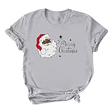 RKaixuni Kawaii Damen Weihnachtsshirt Santa Kurzarm Crop Tops Teenager Mädchen Weihnachts TShirt Sweatshirt Weißes Vintage Weihnachtspullover Baumwolle Christmas Druck Sommer S