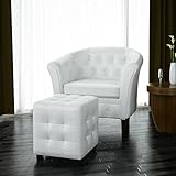 ADHW Lounge Sessel Sessel Hocker Weiß Loungesessel Polstersessel Club