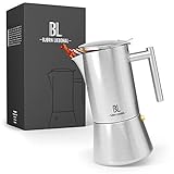 Bjørn Liebdhal® Premium Espressokocher aus Edelstahl - 1-6 Tassen (300ml) - Induktion geeignet [Inkl. Ersatzdichtung & Bürste] - Mokkakanne spülmaschinenfest - Espressokanne Camping - Kaffeek