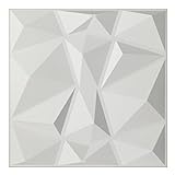 Art3d Textures 3D Wandpaneele Weiß Diamond Design Wandgestaltung 12 Fliesen, 50 * 50