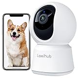 Hundekamera mit App Laxihub Überwachungskamera WLAN Innen Kamera Haustier Kamera 1080P HD Nachtsicht Innenkamera 2-Wege-Audio IP Kamera Pet Security Camera mit Bewegungs- & Geräuscherkennung Alex