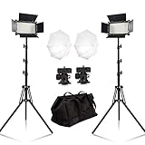 OUBO LED Video Licht 3500-5500K/Dimmbares Fotostudio Set Beleuchtung Kit für Fotografie, Portrait & Produkt Shooting live-streming und Videokonferenz inkl Stativ & Schirm Diffusor und Trag