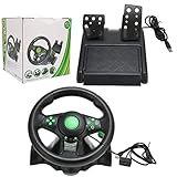 Lenkrad Gaming Racing Wheel, 4-in-1 USB Vibrierendes 180-Grad-Autorennen-Fahrrad mit Pedal für PC-Rennspiel, für PS3, PS4, Xbox