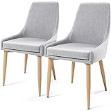 Esszimmerstühle,UR LIVESONG 2er Set Küchenstühle Wohnzimmerstuhl Polsterstuhl Design Stuhl Stuhl mit hoher Rückenlehne Gestell aus Stahl (Gräulich)