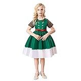 Mädchen Weihnachten Kleid Kinder Christmas Party Prinzessin Kleider Weihnachtskostüm Festlich Kleid A-line Swing Elegant Spitze Xmas Geschenk Abendkleid Ballkleid Knielang Weihnachtsk