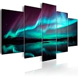 murando - Bilder Polarlicht 200x100 cm - Vlies Leinwandbild 5 Teilig Kunstdruck modern Wandbilder XXL Wanddekoration Design Wand Bild - Nordlicht Island Nacht c-B-0290-b