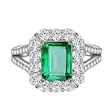 HEling Edelstein Ring für Frauen Hochzeit Weihnachten Jahrestag Geburtstagsgeschenk Verlobungsring Roségold Ring Weiß Strass Hochzeit Schmuck Ringe Zirkonia Silberringe (Grün, OneSize)