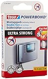 tesa Powerbond Ultra Strong Klebepads / Doppelseitige Pads für die Montage im Innen- sowie geschützten Außenbereich - beidseitig ultrastark klebend / Verpackung mit 9 Pads, 6 cm x 2