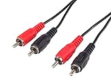 PremiumCord Cinch Kabel 2m, 2x Cinch RCA Stecker auf 2x Cinch RCA Stecker, Audio Video Verbindungskabel, Stereo , Für TV, Handys, MP3, HiFi, Farbe schwarz, kjackcmm2-2