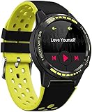 QLK Smartwatch-Armband, SIM-Karte, Anruf, Smartwatch, GPS, Smartwatch für Herren, Kompass, Barometer, Höhenanzeige, Outdoor, wasserdicht, Smartwatch, Gelb (Farbe: Gelb)