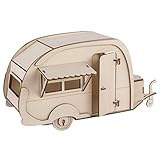 Rayher 62858505 Holzbausatz Wohnwagen, FSC zertifiziert, natur, 36 x 18 x 15 cm, 40teilig, zum basteln und b