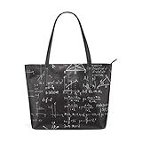 MyDaily Damen Handtasche mit lustigen mathematischen Formeln Doodle-Design, PU-Leder, Tragegriff, S