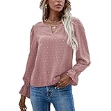 Herbst Und Winter Casual Fashion Damen Rundhals Einfarbig Jacquard Polka Dot Langarm Pendlerhemd Pullover Lose T-Shirt Top D