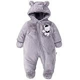 Baby Schneeanzüge Winter Overall mit Kapuze Fleece Strampler Mädchen Jungen Warm Outfits- Gr. 3-6 Monate (66 cm), G