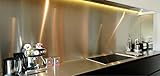 AluCouleur Küchenrückwand aus gebürstetem Edelstahl – 11 Modelle – Höhe 40 cm x (Probe aus gebürstetem Edelstahl 1 mm)