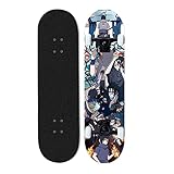 Anime-Skateboard für Naruto, Maple Deck 31-Zoll-Double-Kick-Skateboard, Vier-Rad-Doppel-Rocker, professionelles kurzes Board, für Jug