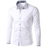 Battnot Herren Hemd Business Solide Weiss Schwarz Blau, Fashion Männer Shirts Stehkragen Revers Langarm Frühling Casual Slim Fit Lange Ärmel Einfarbig Schlanke Bluse Mens Taste Regular Fit Tops S-2XL