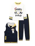 Chicco Baby-Jungen Completo Tuta Bambino Gilet Senza Con Cappuccio + t-Shirt Maniche lunghe + Pantaloni lunghi Overall für Kinder, ärmellose Weste mit Kapuze Lange Hose, Schwarz und Gelb, 80