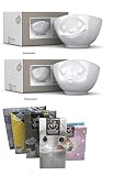 FIFTYEIGHT PRODUCTS Schalen 2er Set + Servietten, 500 ml, GLÜCKLICH+KÜSSEND