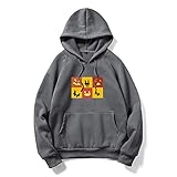 Zytyeu Hoodie Herren Langarm Schick Kreative Drucken Pullover Herren Loose Komfortabel Sanft Paare Sweatshirt Straße Trend Kapuzenpullover Herren Mit Taschen P-Dark Grey1 XXL