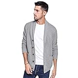 Baumwolle Herbst Kleidung Schalkragen Herren Pullover Mantel Streetwear Mode Strick Herren Outwear, grau, XX-Larg