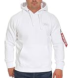 ALPHA INDUSTRIES Mens Back Print Hoody Sweatshirt, Blanco, XXL