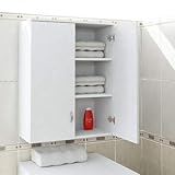 Alphamoebel 4142 Zoe Badschrank Hängeschrank Schrank für Badezimmer, Holz, Weiß, 2 Schranktüren, 3 Regalböden, 70 x 90 x 34,5