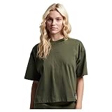 Superdry Womens Code TECH OS Boxy Tee T-Shirt, Dark Moss, XXS