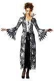 Foxxeo schwarz silber Spinnen Hexen Vampir Kostüm für Damen Fasching Karneval Halloween Größe XL