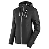 KUTOOK Softshelljacke Damen Winter Wanderjacke Wasserdicht Atmungsaktiv Softshell Herbst Jacke Übergangsjacke Kapuzenjacke mit Kapuze Outdoorjacke Schwarz M