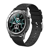 DANM Smart Watch Herren Schrittzähler Uhren GPS Fitness Tracker Full Touch Sport Temperatur wasserdichte Smartwatch für Android IOS,Black