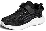 ChayChax Kinder Leicht Laufschuhe Atmungsaktive Turnschuhe Jungen Mädchen Klettverschluss Sneakers Outdoor Sportschuhe (Schwarz, 32 EU)