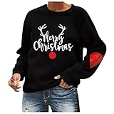 Weihnachten Oversize Sweatshirt Damen Long Shirts Damen Sommer Oberteil v Ausschnitt Damen Longshirt Damen Kurzarm lässig Daddys Lil Monster Shirt Damen Pullover weiß Damen Bluse Langarm Mein k