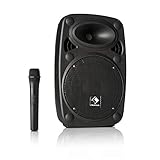 auna Streetstar - Mobile PA Soundanlage, Musikanlage, Bluetooth Lautsprecher, PA Anlage mit USB-Port, SD, MP3, AUX-In, Akku, LED-Display, (15' (38 cm) Subwoofer, max. 200 Watt, schw