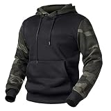 ZYSK Herren Pullover mit Kapuze Langarm Camouflage Hoodie Patchwork Hooded mit Kordelzug und Seitentaschen Pullover Kapuzenpullover Langarm Farbblock Sweatshirt Sport Hoody Top