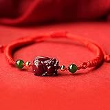 Gebet Perlen Islam Premium Edelstein Perlen Armbänder für Männer Frauen Feng Shui Pixiu Reichtum Armband Cinnabar Armband mit Jasper Buddha Perlen 14k Gold Pixiu / Piyao Amulet Geflochtene Armband Glü