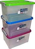 Heidrun 3X Clipbox mit Deckel 25l Verschlussdeckel 44x32x23