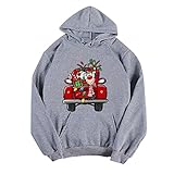 NHNKB Hoodie Damen Weihnachten Sweatshirt Pullover mit Kapuze Christmas Hooded Kapuzenpullover Xmas Pulli Sw