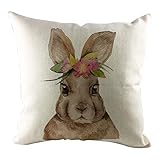 Briskorry Dekorative Kissenhülle 45 x 45 cm Ostern Kaninchen Muster Schlafsofa Festlich Kissen Home Decor Casual Kissenbezug Dekokissen Zierkissen T