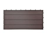 SIENOC Terrassen-Fliese aus WPC Kunststoff, Einzelfliese, Garten-Fliese ,Balkon Bodenbelag mit Drainage Unterkonstruktion (30x60 cm, Dunkelbraun)