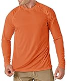 MAGCOMSEN Funktionsshirt Herren Quick Dry Outdoorshirt Dünn Trainingsshirt Männer Langarm Rund T Shirt Lässig Casual Freizeitshirt Leicht Surfen T-Shirt Orange M