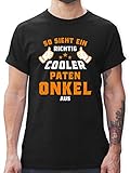 Bruder und Onkel Geschenk - So Sieht EIN richtig Cooler Patenonkel aus Orange - L - Schwarz - Tshirt so Sieht EIN richtig Cooler Patenonkel aus - L190 - Tshirt Herren und Männer T-S