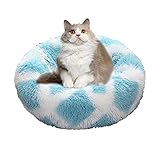 Anlrion Rundes Kissen, 50 cm, Haustierbett, Hundekorb, Katze, rund, flauschig, weich, bequem, Donut-Korb, beruhigendes Bett für H