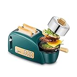 DHZYY Klassische Retro-3-in-1-Frühstücksstation, 2-breiter Slot-Toaster mit verstellbarem Toaststeuerung, Non-Stick-Gridel for Speck, Schinken, Wurst, Haschbrown und Omelettes, 5kapazität Eierk