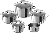 ZWILLING Kochtopf-Set, 5-tlg., 4 Deckel, Induktionsgeeignet, Edelstahl, Q