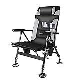 HHGM Angelstuhl Mit Armlehne, Stuhl Deluxe Karpfen Angler, Klappbarer Campingstuhl, 7-Stufig Verstellbarer Rückenlehne,Bis 150 Kg Belastbar Mit Tragetasche, Beinhaltet Sämtliches Zubehör,G