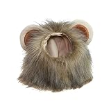 JIgeren Löwenmähne für Katzen, Kostüm, Löwen-Perücke für kleine Hunde, Haustierbekleidung, Kostüm, Zubehör für Hut mit Ohren, für Halloween, Weihnachten, Braun, Größe S