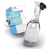 LICHTENWERK® Premium Glasflasche kompatibel mit Sodastream Crystal 2.0 [33% MEHR SPRUDEL] - Edle Glaskaraffe mit mehr Volumen - Trinkflasche zum Sprudeln - Kohlensäure geeignet - Spü