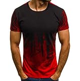 Rot Kurzarm Schwarz Print Jugend Kurzarm 3D Printed Graphic T-Shirt Rundhals-Sommerhemd Top-L